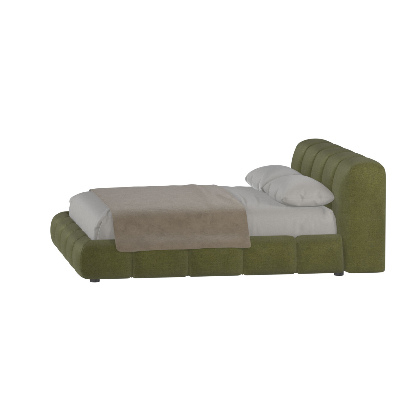Fluffy Upholstered Bed Frame in Textured Bouclé