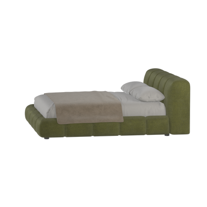 Fluffy Upholstered Bed Frame in Textured Bouclé