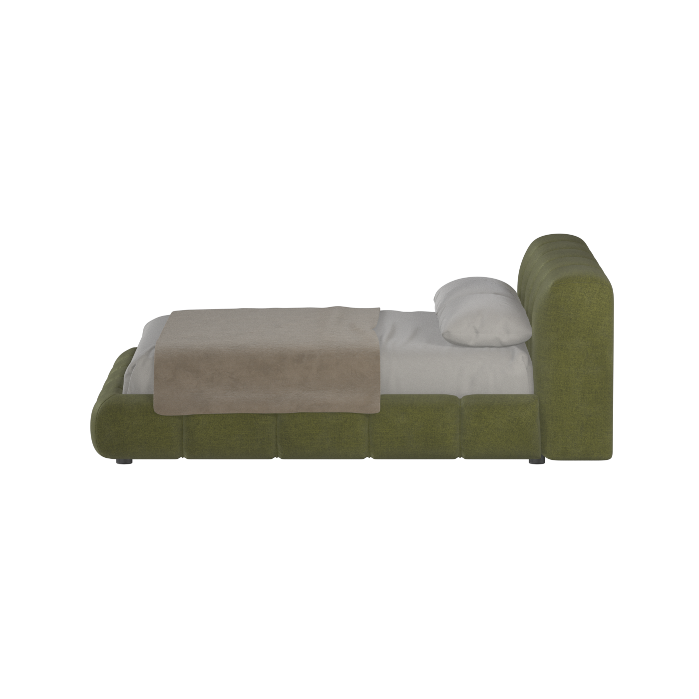 Fluffy Upholstered Bed Frame in Textured Bouclé