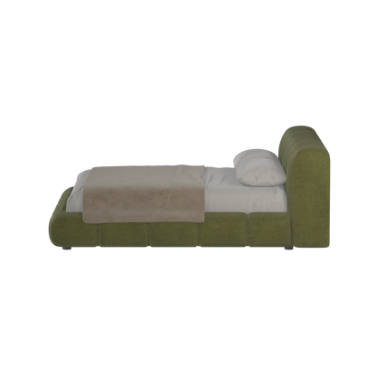 Fluffy Upholstered Bed Frame in Textured Bouclé