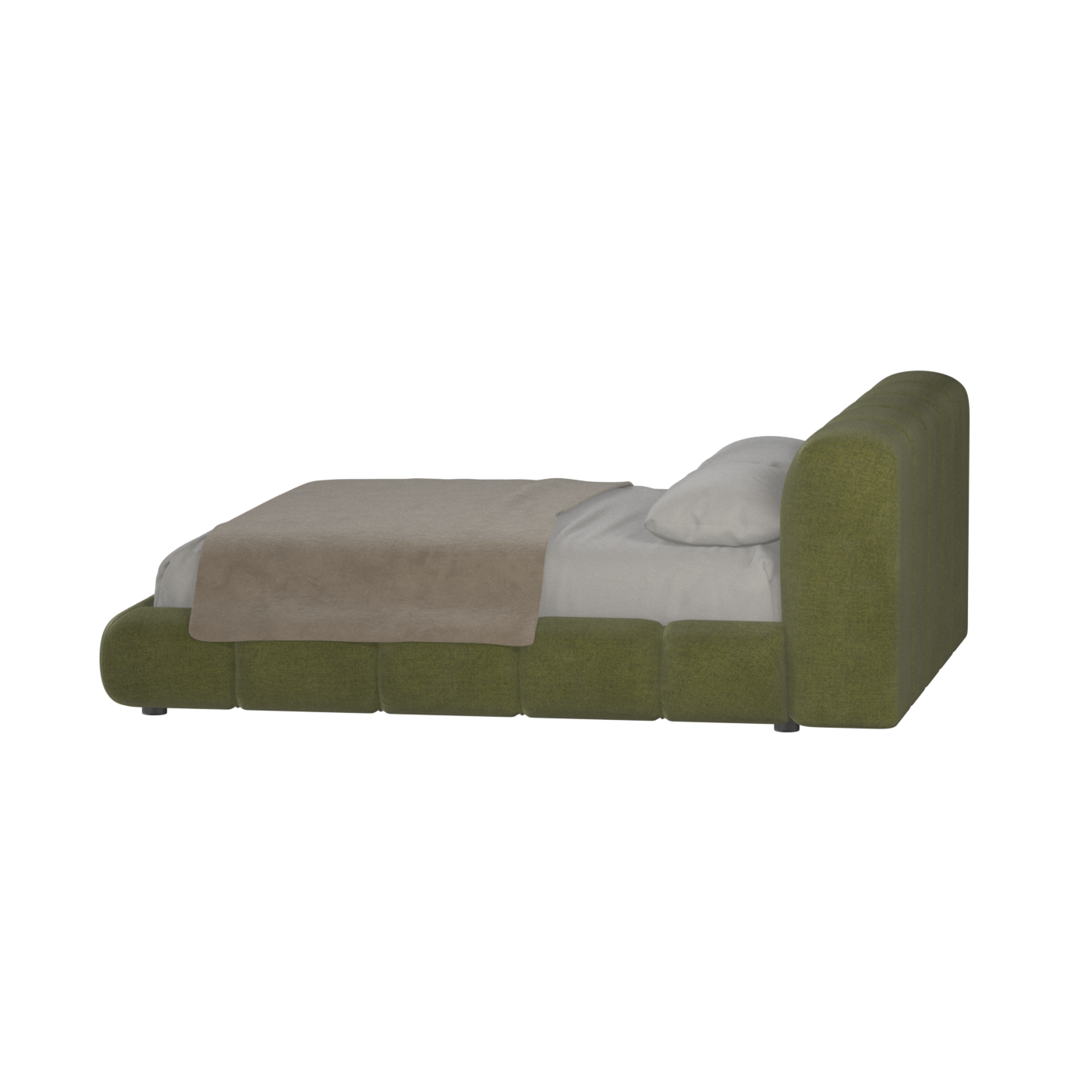 Fluffy Upholstered Bed Frame in Textured Bouclé