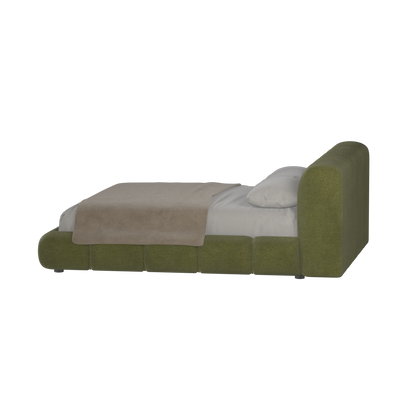 Fluffy Upholstered Bed Frame in Textured Bouclé