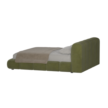 Fluffy Upholstered Bed Frame in Textured Bouclé