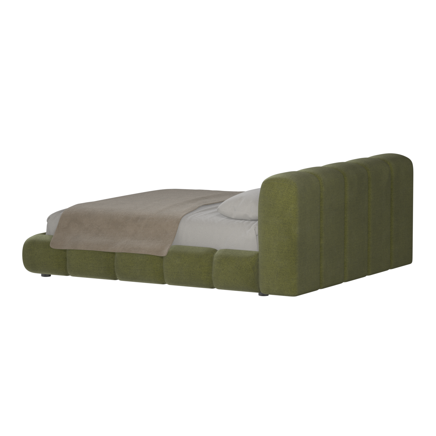 Fluffy Upholstered Bed Frame in Textured Bouclé