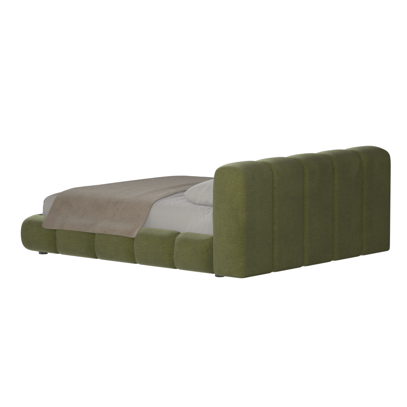 Fluffy Upholstered Bed Frame in Textured Bouclé