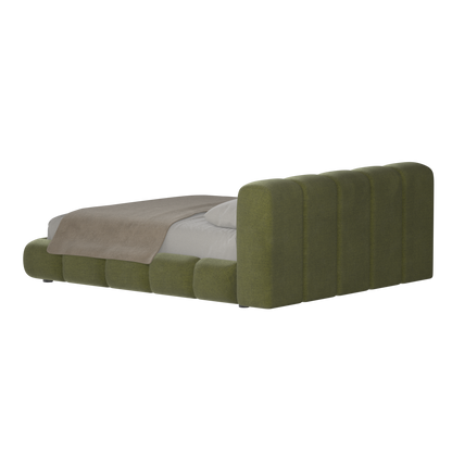 Fluffy Upholstered Bed Frame in Textured Bouclé
