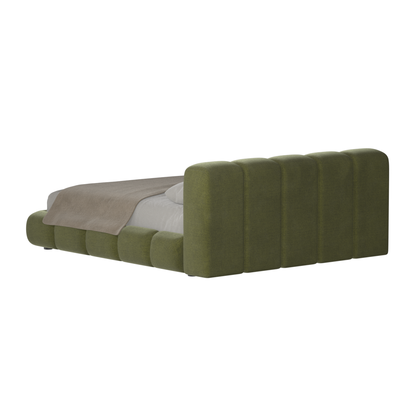 Fluffy Upholstered Bed Frame in Textured Bouclé