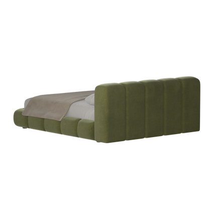 Fluffy Upholstered Bed Frame in Textured Bouclé