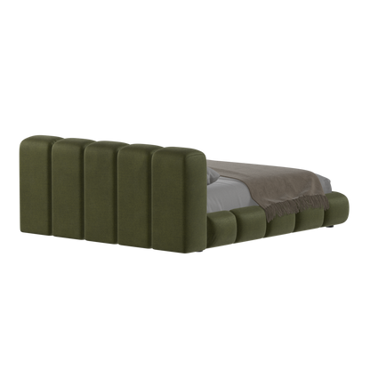 Fluffy Upholstered Bed Frame in Textured Bouclé