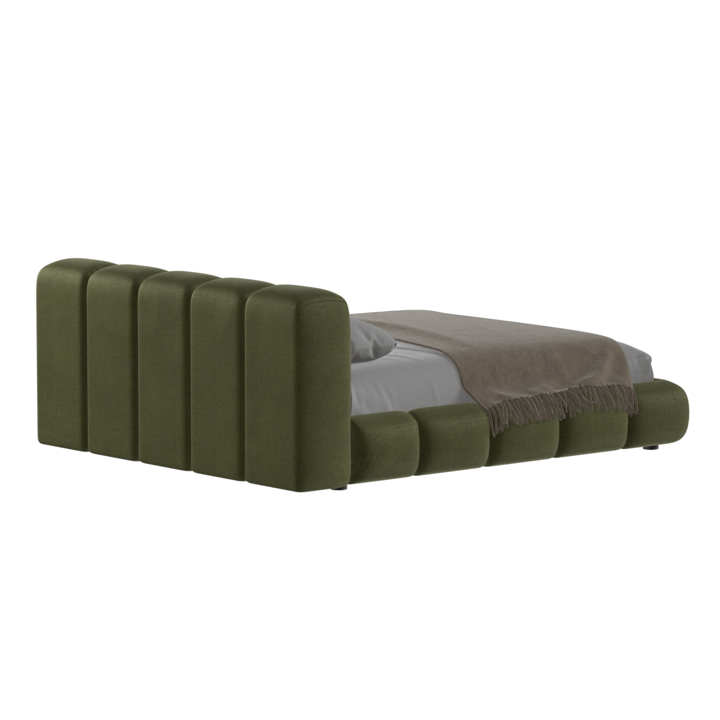 Fluffy Upholstered Bed Frame in Textured Bouclé
