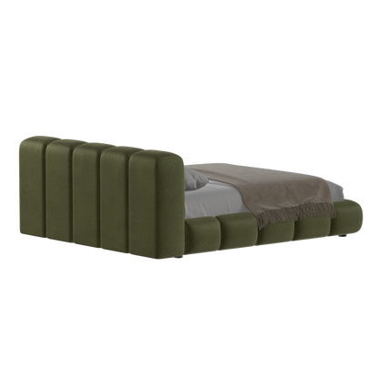Fluffy Upholstered Bed Frame in Textured Bouclé