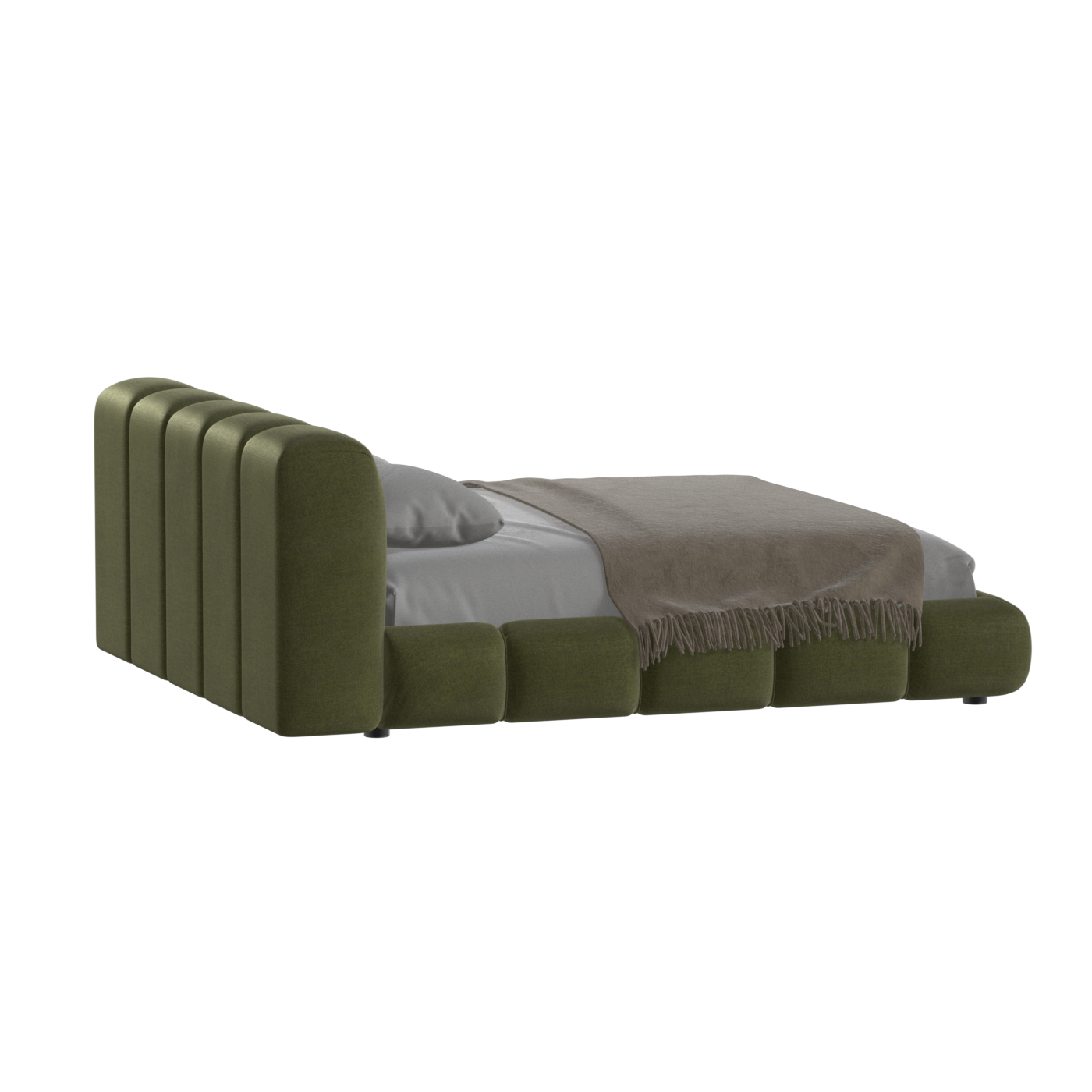 Fluffy Upholstered Bed Frame in Textured Bouclé