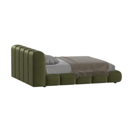 Fluffy Upholstered Bed Frame in Textured Bouclé