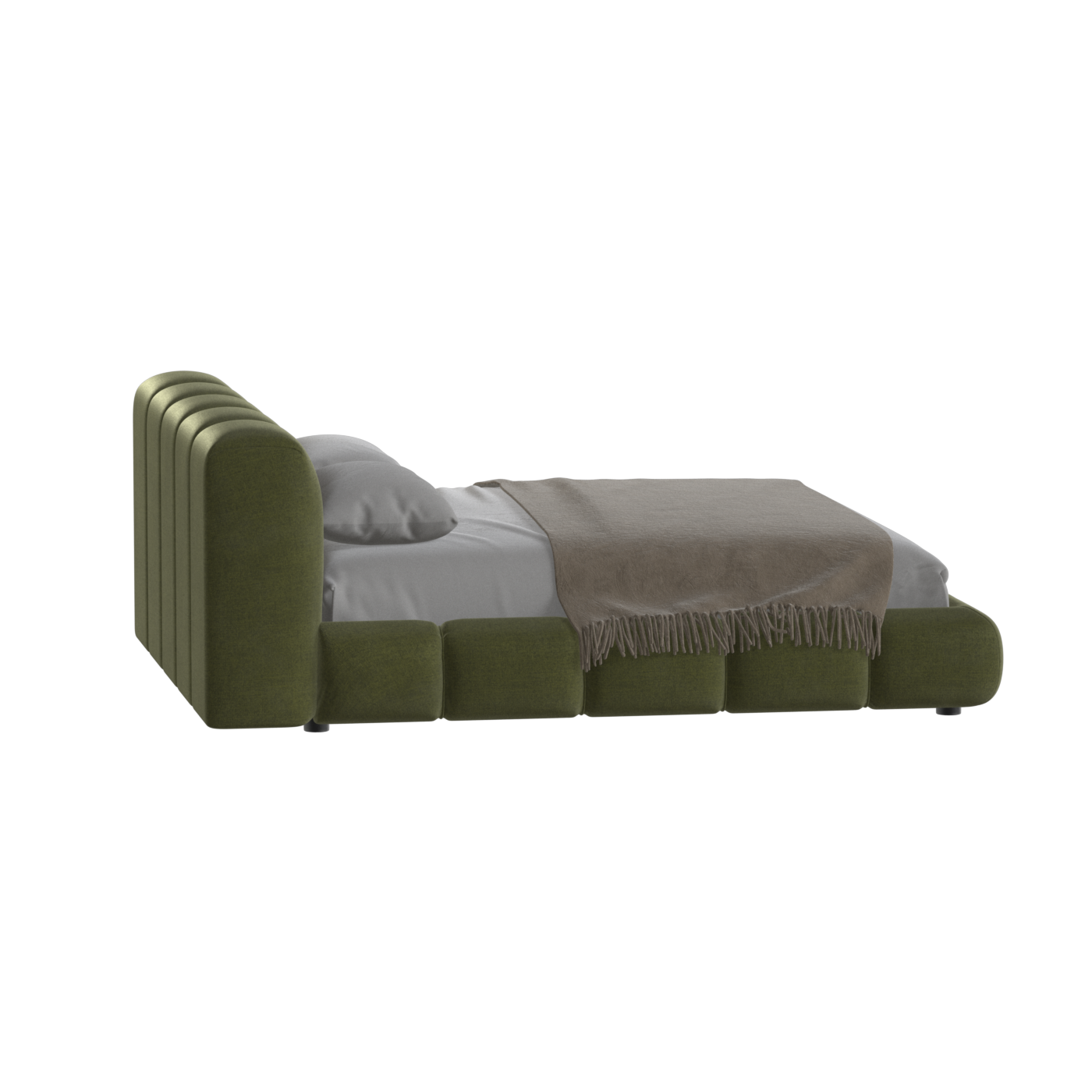 Fluffy Upholstered Bed Frame in Textured Bouclé