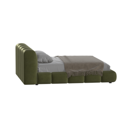 Fluffy Upholstered Bed Frame in Textured Bouclé