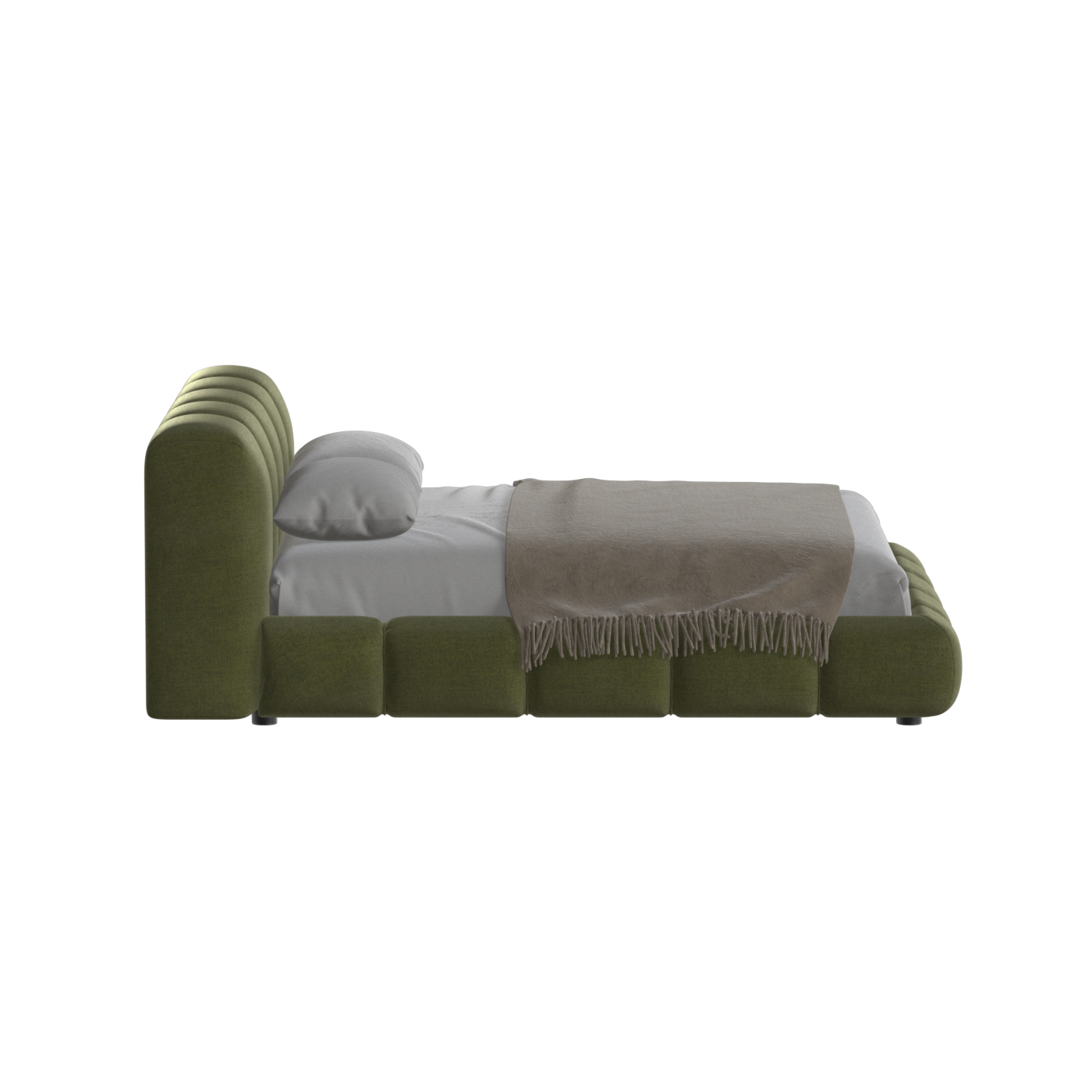 Fluffy Upholstered Bed Frame in Textured Bouclé