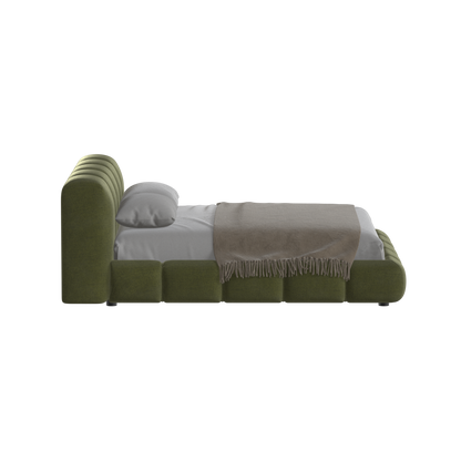 Fluffy Upholstered Bed Frame in Textured Bouclé
