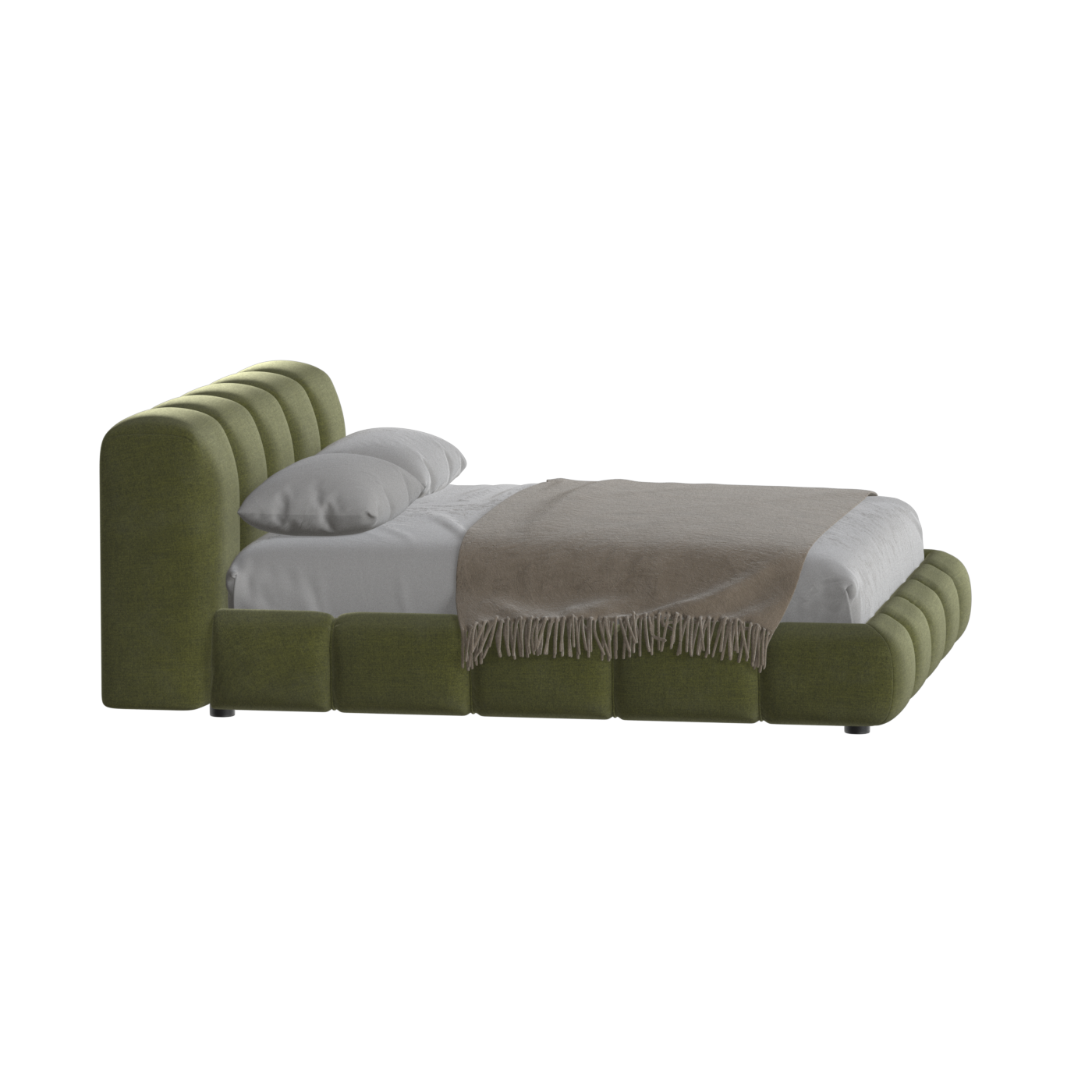 Fluffy Upholstered Bed Frame in Textured Bouclé