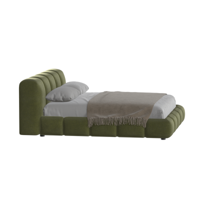 Fluffy Upholstered Bed Frame in Textured Bouclé