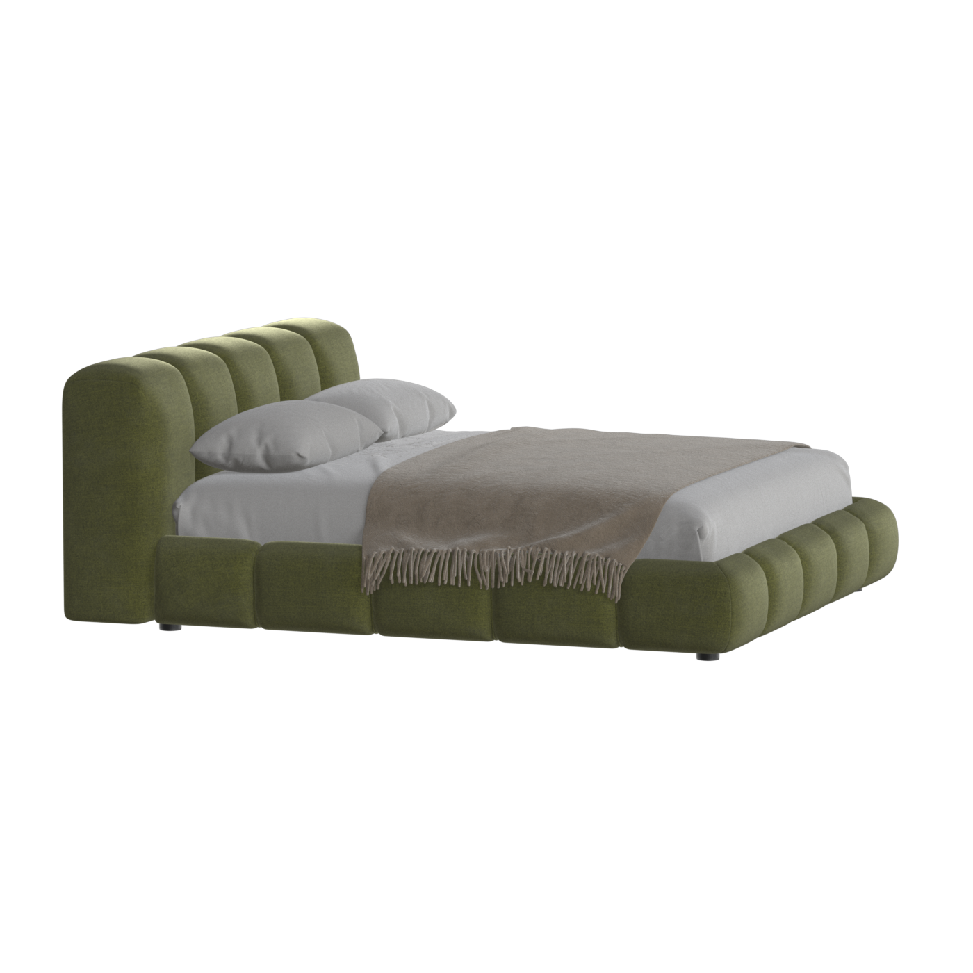 Fluffy Upholstered Bed Frame in Textured Bouclé