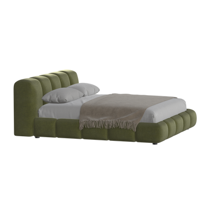 Fluffy Upholstered Bed Frame in Textured Bouclé