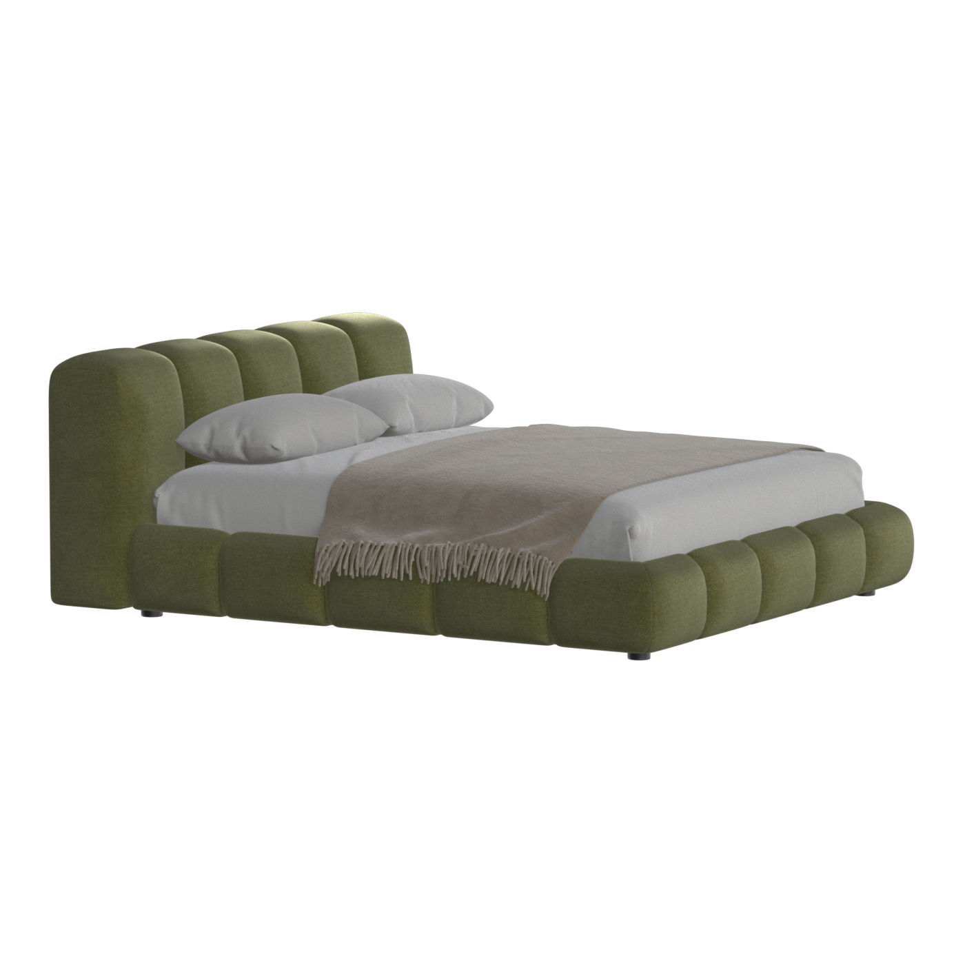 Fluffy Upholstered Bed Frame in Textured Bouclé