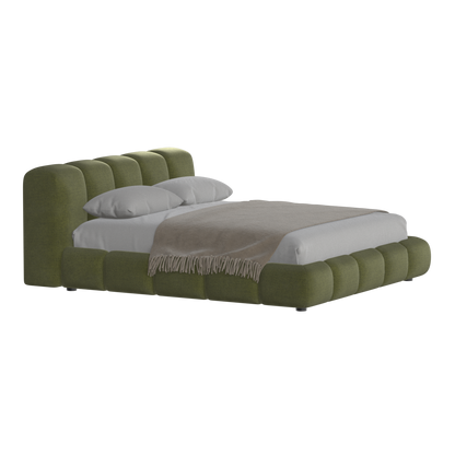 Fluffy Upholstered Bed Frame in Textured Bouclé