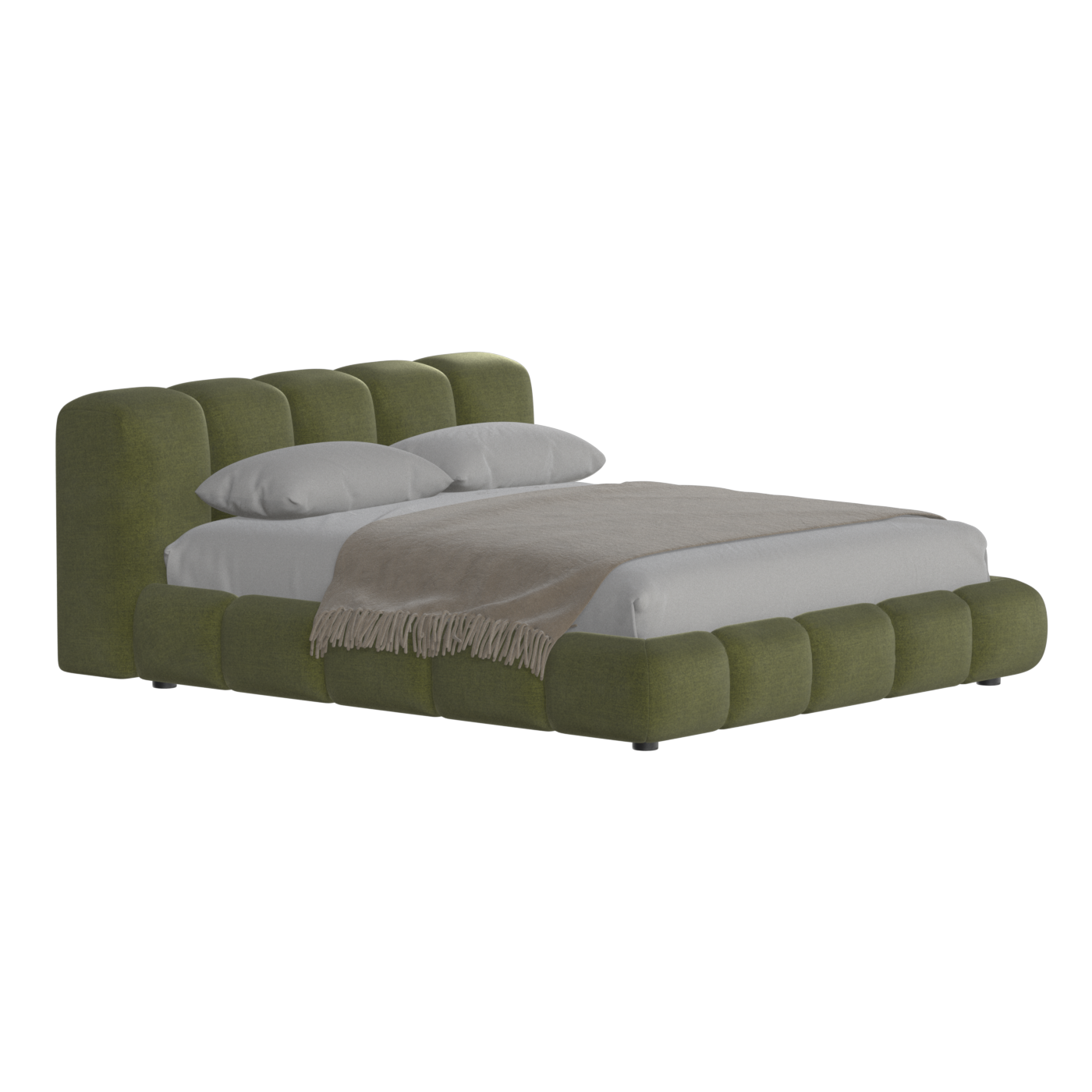 Fluffy Upholstered Bed Frame in Textured Bouclé