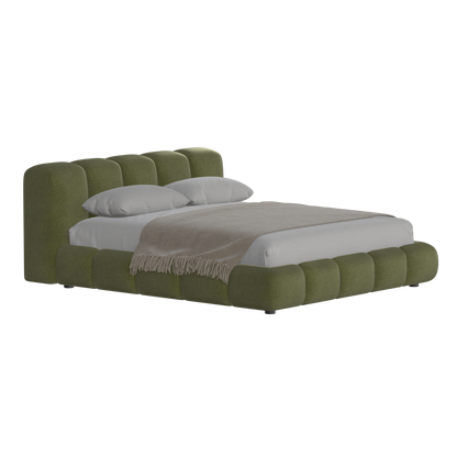 Fluffy Upholstered Bed Frame in Textured Bouclé