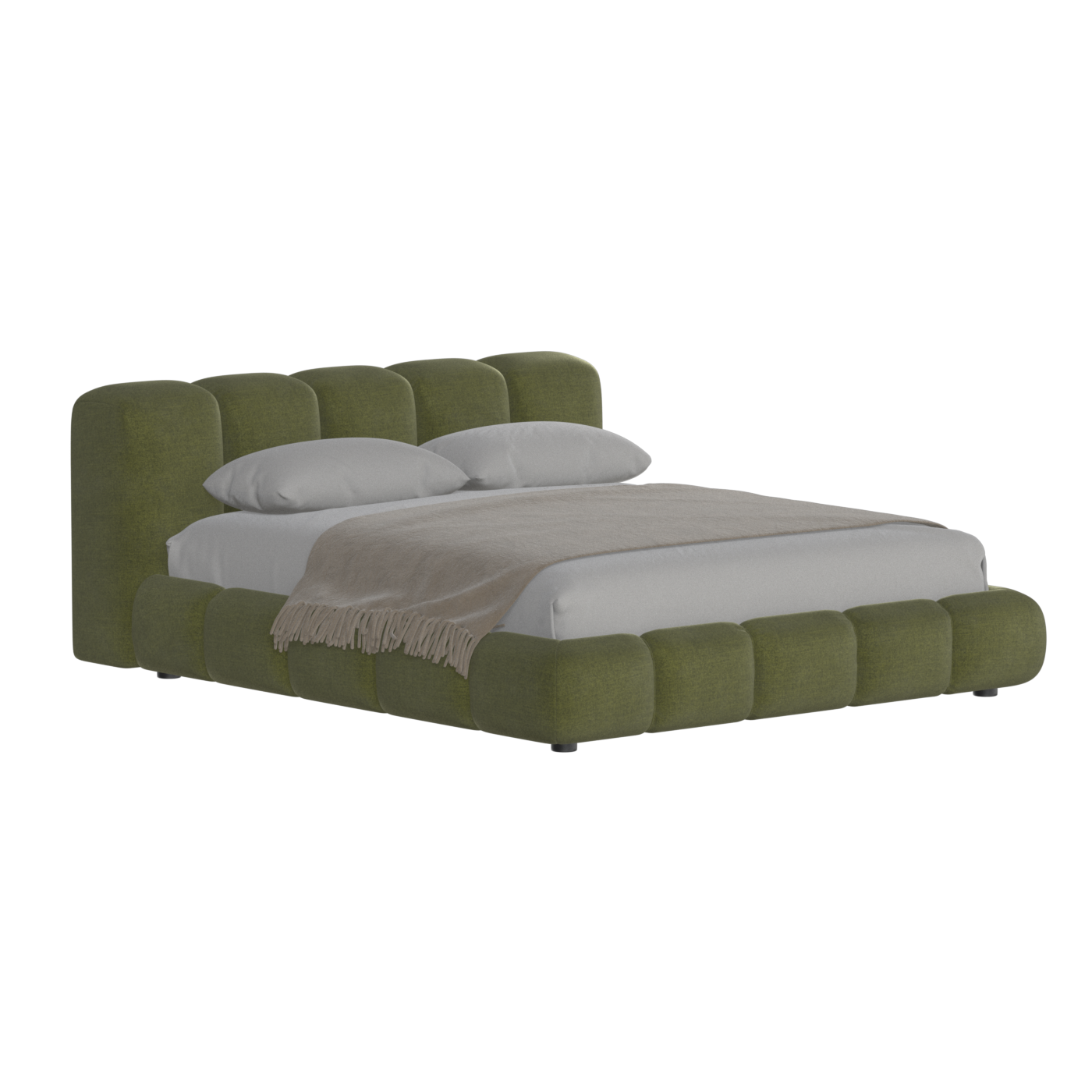 Fluffy Upholstered Bed Frame in Textured Bouclé
