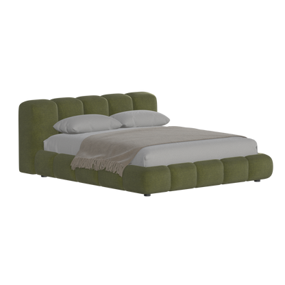 Fluffy Upholstered Bed Frame in Textured Bouclé