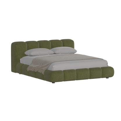 Fluffy Upholstered Bed Frame in Textured Bouclé