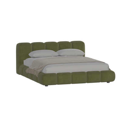 Fluffy Upholstered Bed Frame in Textured Bouclé