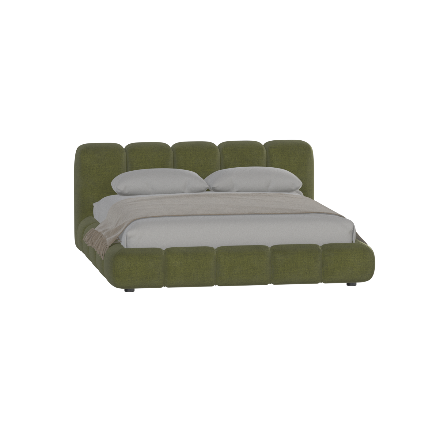 Fluffy Upholstered Bed Frame in Textured Bouclé
