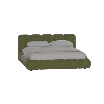 Fluffy Upholstered Bed Frame in Textured Bouclé