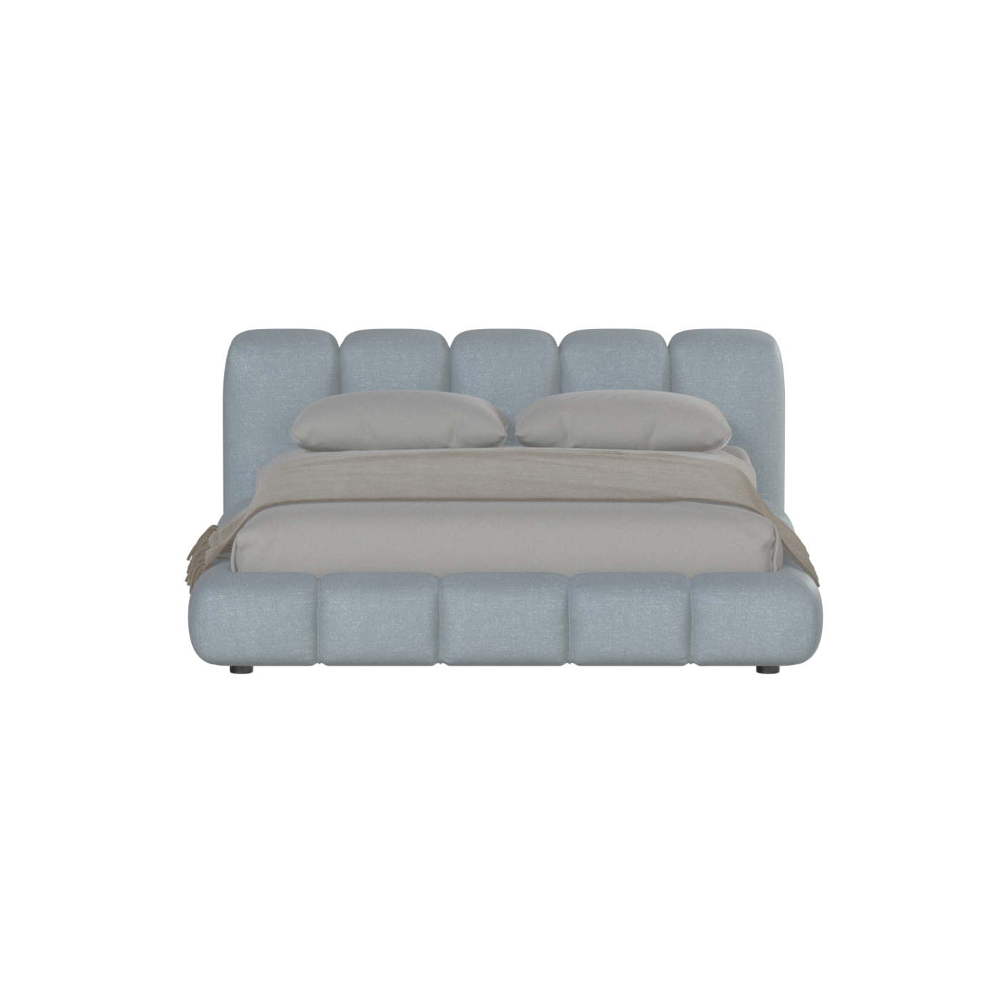 Fluffy Upholstered Bed Frame in Textured Bouclé