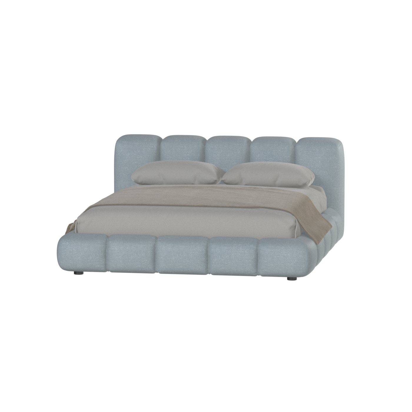 Fluffy Upholstered Bed Frame in Textured Bouclé