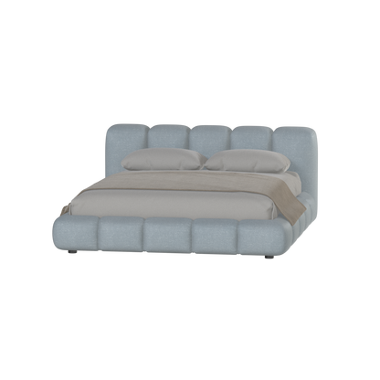 Fluffy Upholstered Bed Frame in Textured Bouclé