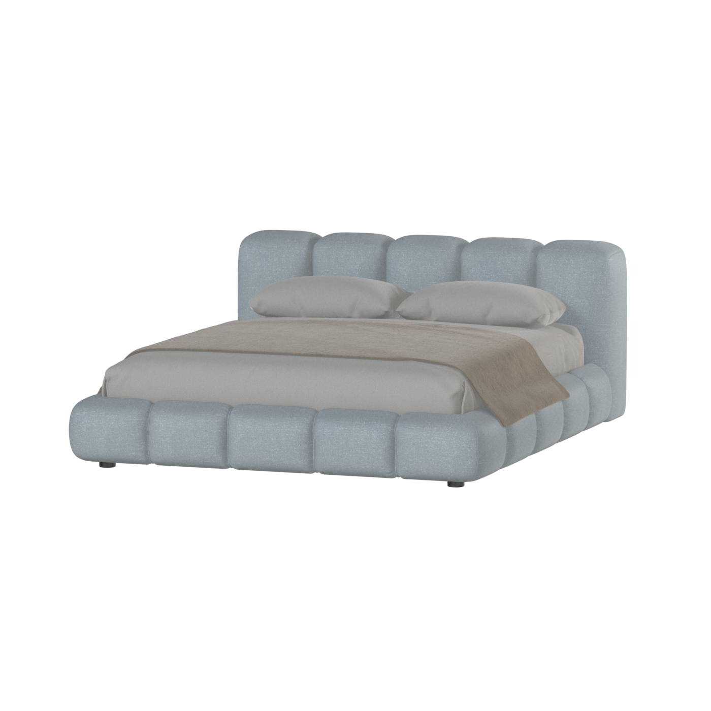 Fluffy Upholstered Bed Frame in Textured Bouclé