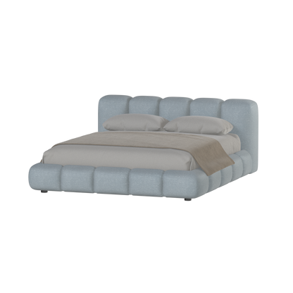 Fluffy Upholstered Bed Frame in Textured Bouclé