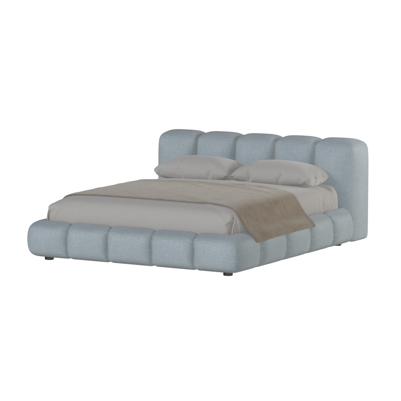 Fluffy Upholstered Bed Frame in Textured Bouclé