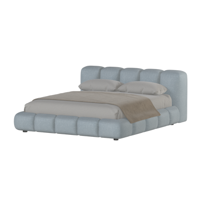 Fluffy Upholstered Bed Frame in Textured Bouclé