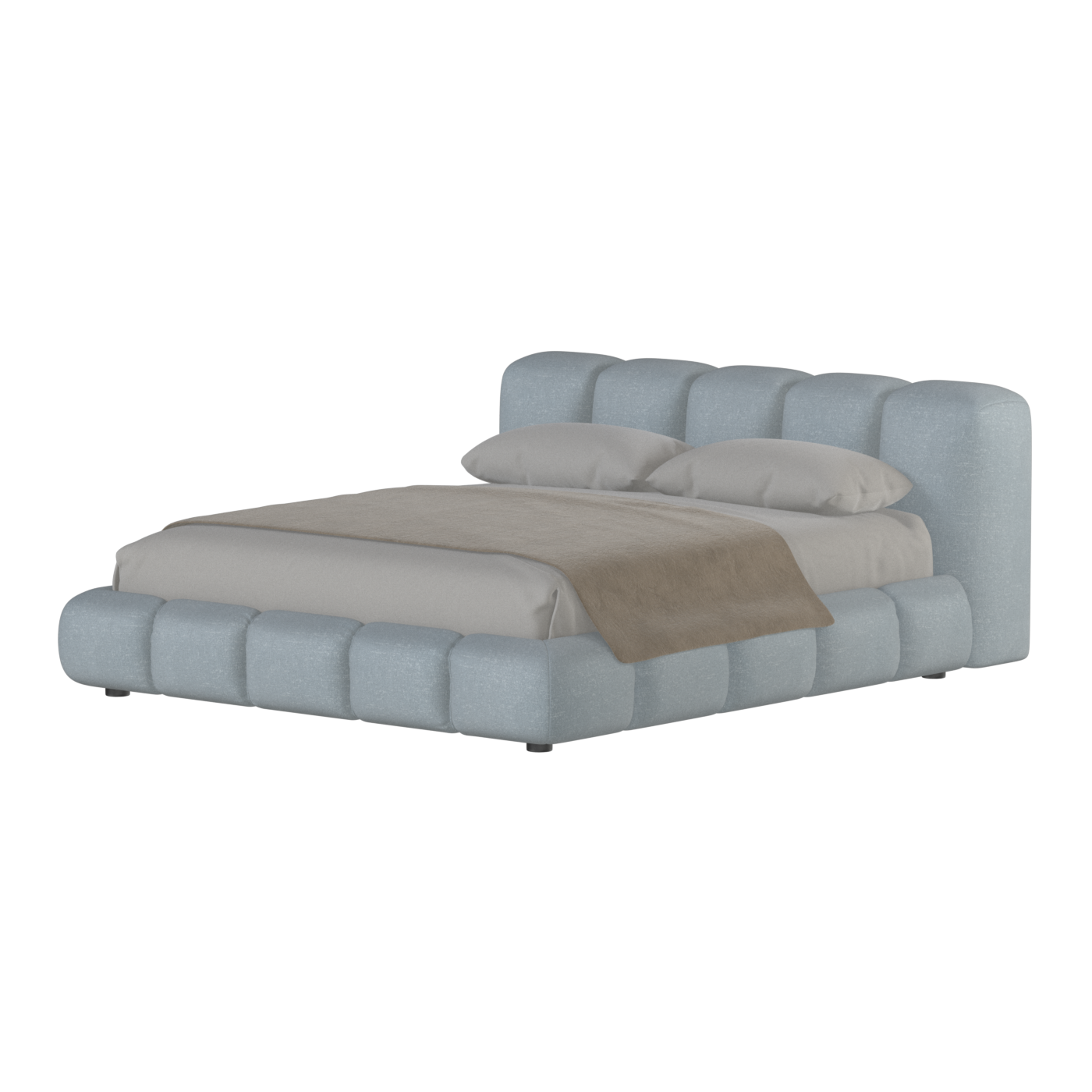 Fluffy Upholstered Bed Frame in Textured Bouclé