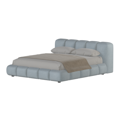 Fluffy Upholstered Bed Frame in Textured Bouclé