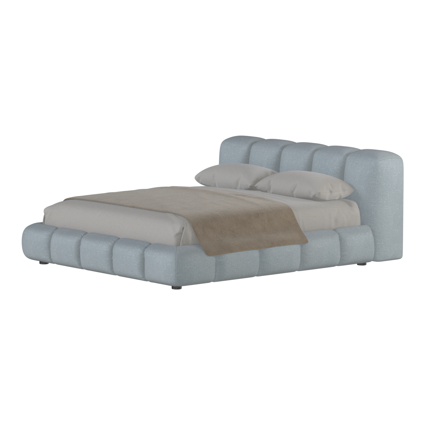 Fluffy Upholstered Bed Frame in Textured Bouclé