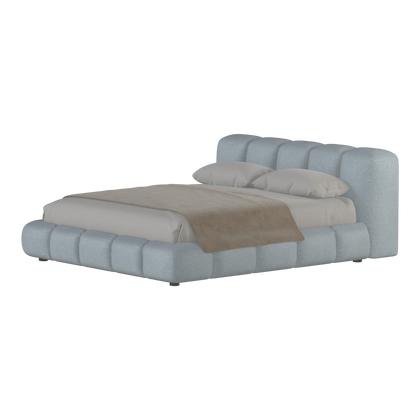 Fluffy Upholstered Bed Frame in Textured Bouclé