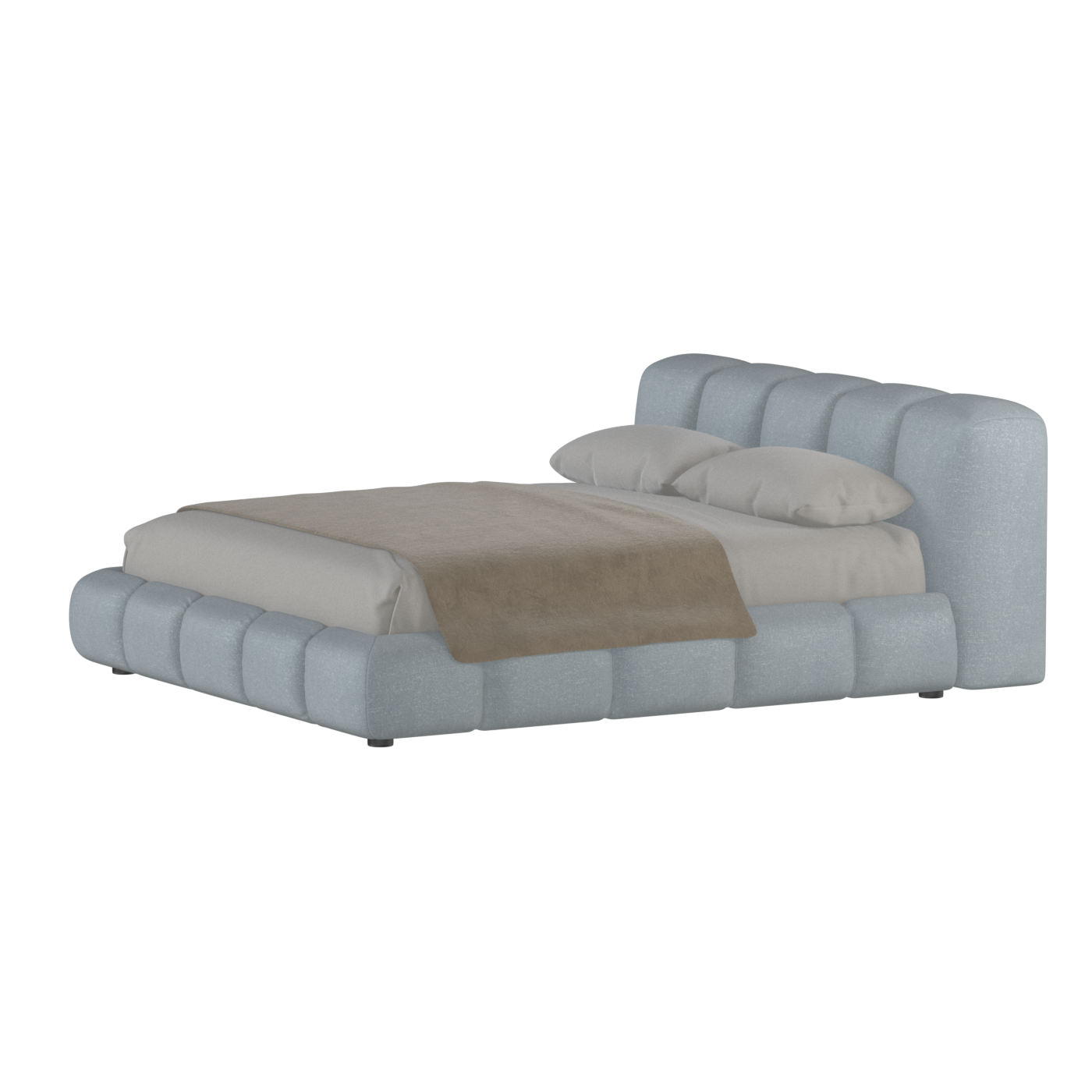 Fluffy Upholstered Bed Frame in Textured Bouclé