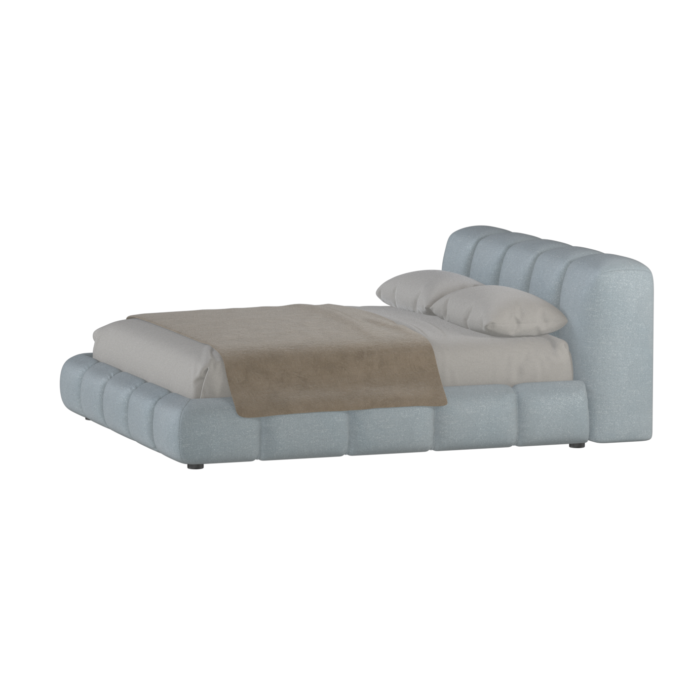 Fluffy Upholstered Bed Frame in Textured Bouclé