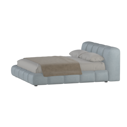 Fluffy Upholstered Bed Frame in Textured Bouclé