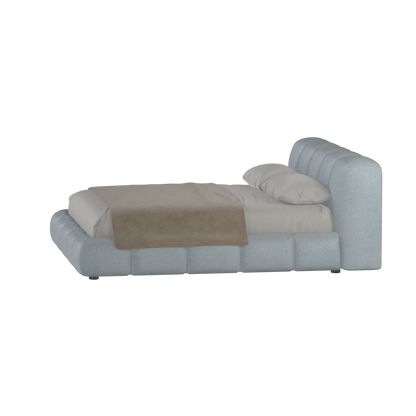 Fluffy Upholstered Bed Frame in Textured Bouclé